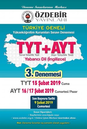 Özdebir Türkiye Geneli TYT AYT 3. Deneme Sınavı PDF